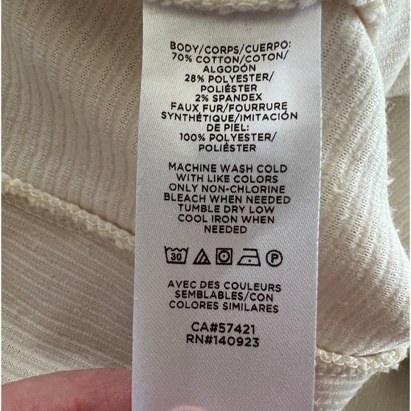 Lou & Grey Cream Corduroy Hooded Sweatshirt. Size Small - Picture 6 of 9